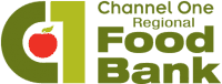 Channel One Regional Food Bank Logo With A Red Apple Inside A Green Number 1.