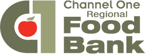 Channeloneregionalfoodbanklogo Logo Of Channel One Regional Food Bank Featuring A Stylized C1 With An Apple Graphic.