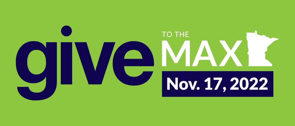 Green Background With The Text Give To The Max Nov. 17, 2022 And An Outline Of Minnesota.