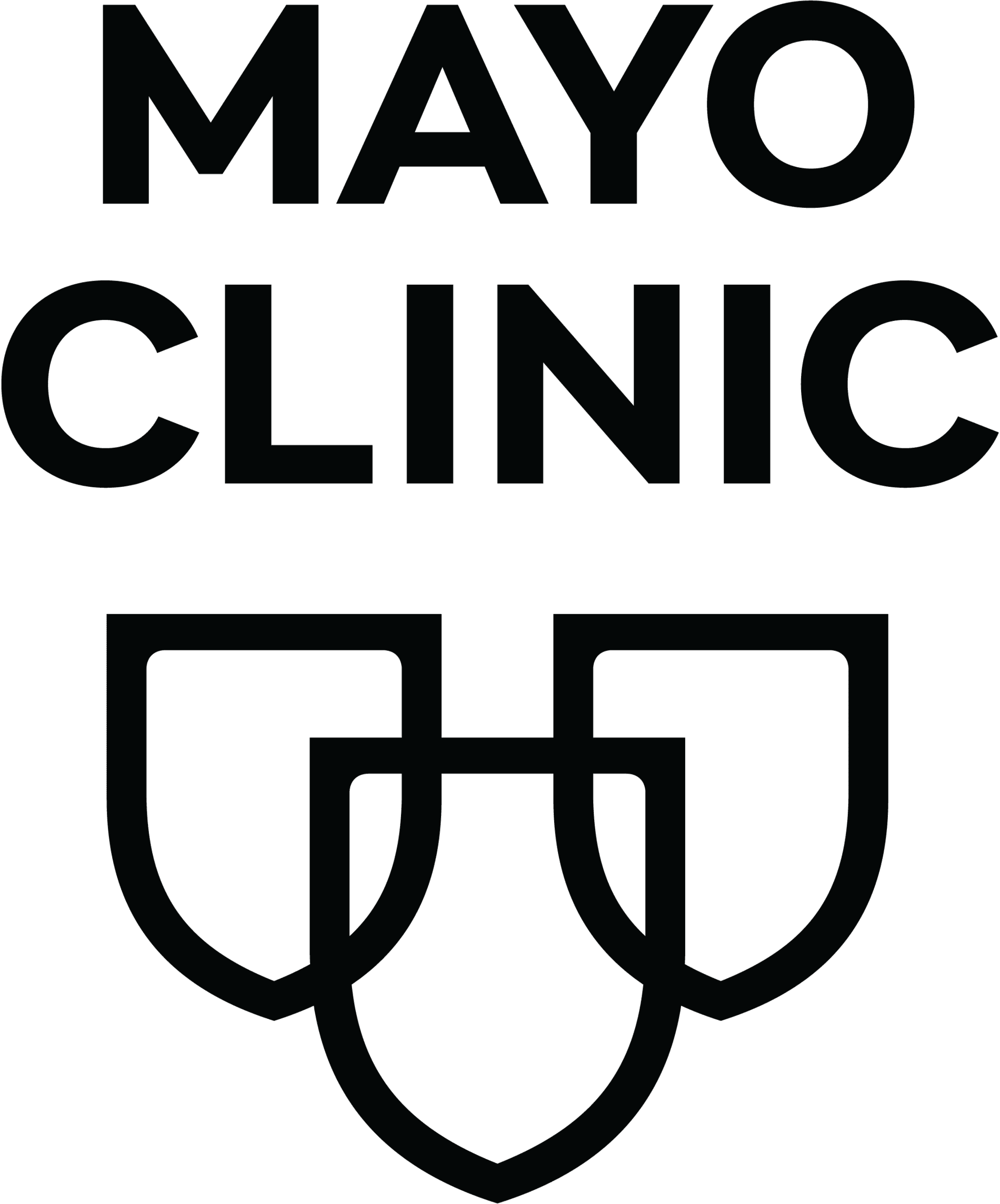 Logo Of Mayo Clinic Featuring The Words Mayo Clinic Above Three Interlocking Shields.