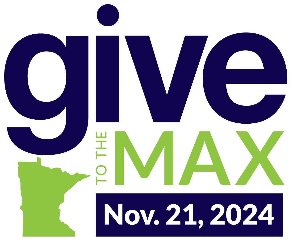 Give To The Max Logo Featuring A Green Outline Of Minnesota And The Date Nov. 21, 2024.