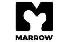 Black And White Logo With The Letter M Partially Resembling A Bone, And The Word Marrow Beneath It.
